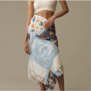 by Anthropologie Printed Mermaid Maxi Skirt L